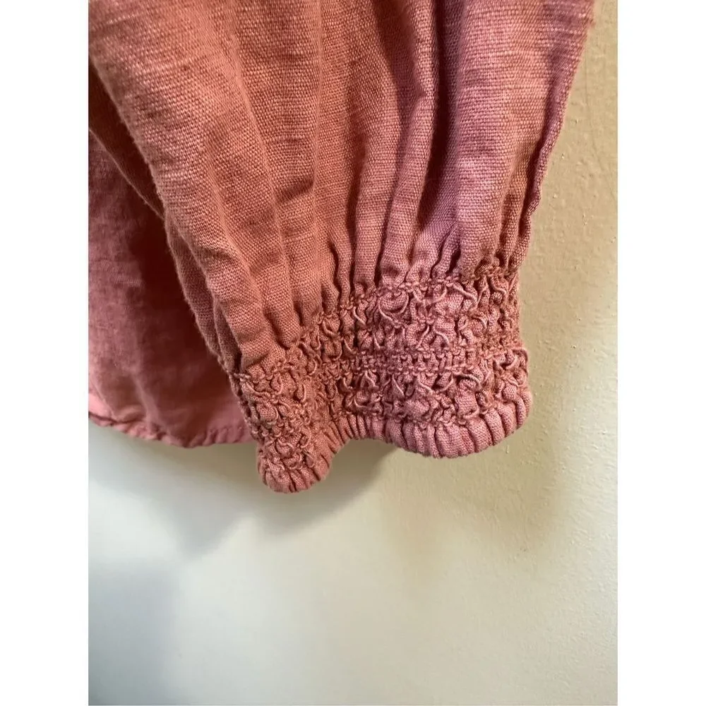 Rachel Zoe women’s pink long sleeve shirt w/ruching on neckline & wrist #26-0685